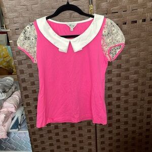 Bright Pink Collared Top
